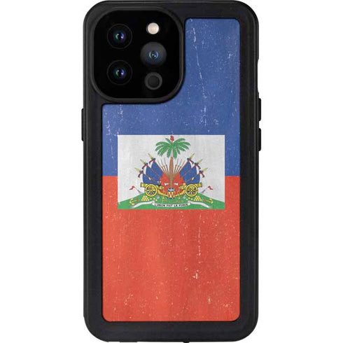 Haiti Flag Distressed iPhone 14 Pro Max Waterproof Case